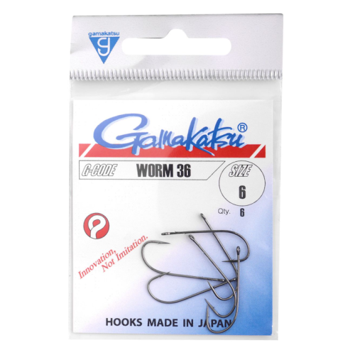 GAMAKATSU HOOK WORM 36 (SPR) (BLACK) 6pcs