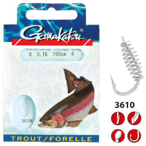Bas De Ligne Gamakatsu BKD-3610N Trout Spiral 60cm 4pcs