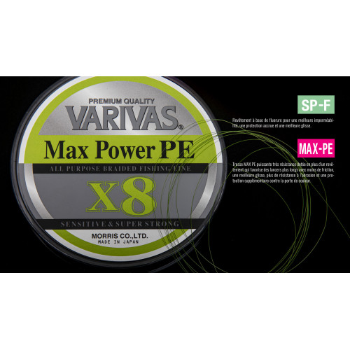 Tresse Varivas Max Power PE X8 Lime Green