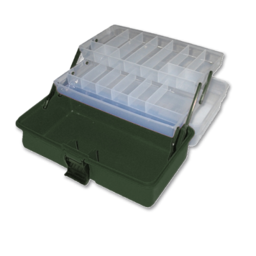 Boîte de rangement de pêche Orion Concept à 2 étages avec plateaux modulables et poignée rabattable