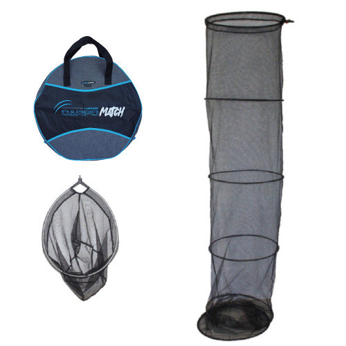 Combo de pêche Orion Concept comprenant une bourriche ronde de 2,50m, une tête d'épuisette ovale et un sac de transport rond