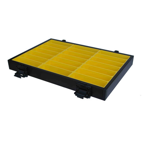 Casier de station noir Orion Concept avec kit de 3 bacs de rangement à divisions amovibles pour petits accessoires de pêche