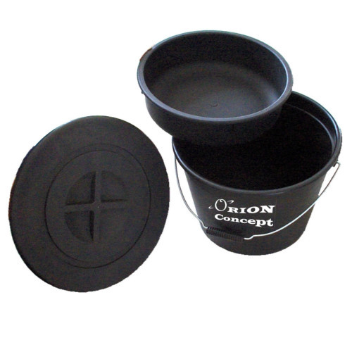 Ensemble seau de pêche Orion Concept 25 litres avec bassin intégré et couvercle noir