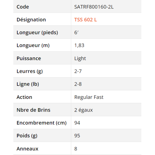 Canne Spinning Sakura Tsubaki TSS 602 L - 6'...