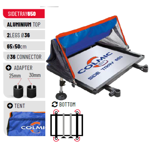 Desserte Colmic Side Tray 650 Alluminio (66*50cm) + Tenda