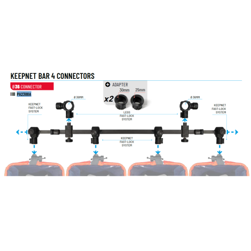 Barre A Bourriche Colmic Keepnet Bar 4 Connectors
