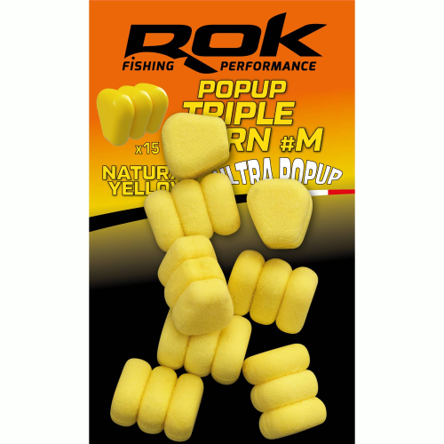 Maïs Artificiel Flottant ROK Fishing Triple Corn TM Nat. Yellow (15)