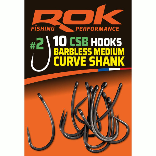 Hameçons Carpe ROK Fishing Barbless Médium Curve Shank  (10)