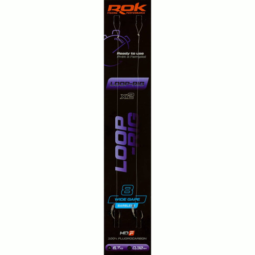 Bas de ligne ROK Fishing LOOP-RIG Wide Gape Barbless  -...