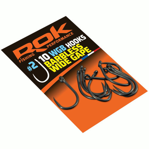 Hameçons Carpe ROK Fishing Barbless Wide Gape (10)