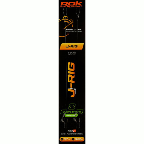 Bas de ligne ROK Fishing J-RIG Curve Shank Barbless  -  Lot de 2