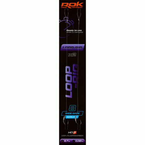 Bas de ligne ROK Fishing LOOP-RIG Wide Gape Barbless  - Lot de 2