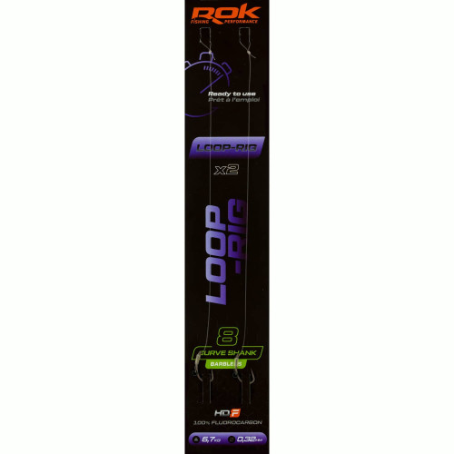 Bas de ligne ROK Fishing LOOP-RIG Curve Shank Barbless  -... 2