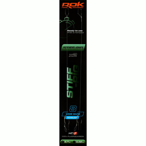 Bas de ligne ROK Fishing STIFF-RIG Wide Gape Barbless  - Lot de 2