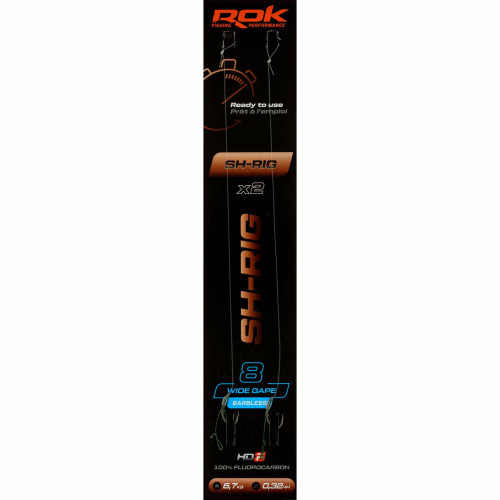 Bas de ligne ROK Fishing SH-RIG Wide Gape Barbless  - Lot de 2