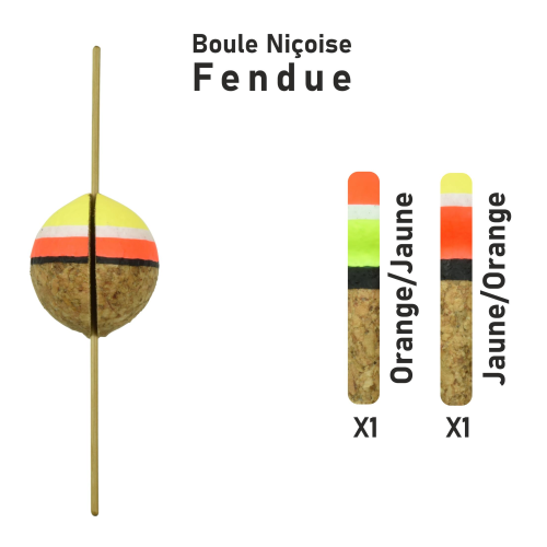 Flotteur Truite Garbolino Streamline  - Boule Niçoise Fendue - 1x Jaune/Orange  + 1x Orange/Jaune