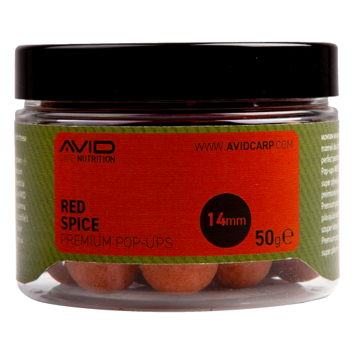 Bouillettes Flottantes Avid Carp Red Spice Pop-Ups 14mm...