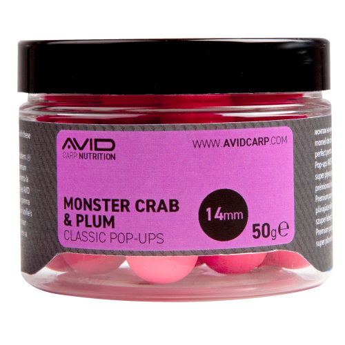 Bouillettes Flottantes Avid Carp Monster Crab & Plum Pop-Ups 14mm 50g