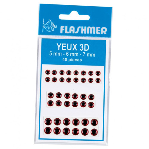 POCH 40 YEUX 3D ROUGE  - 5/6/7 mm