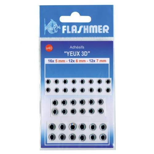 POCH 40 YEUX 3D ARGENT - 5/6/7 mm