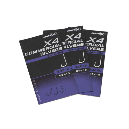 Hameçons Matrix X4 Commercial Silvers Barbless