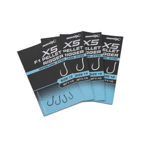 Hameçons Matrix X5 F1 Pellet Rigger Barbless - Eyed 2