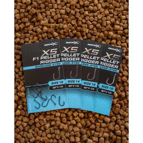 Hameçons Matrix X5 F1 Pellet Rigger Barbless -...