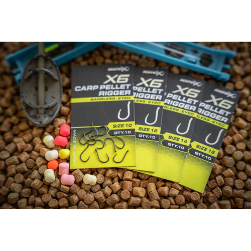 Hameçons Matrix X6 Carp Pellet Rigger Barbless...