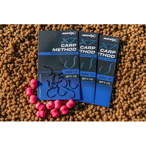 Hameçons Matrix X7 Carp Method Barbless - Eyed