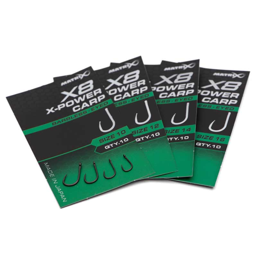 Hameçons Matrix X8 X-Power Carp Barbless - Eyed