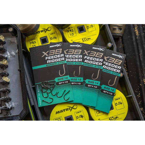 Hameçons Matrix X3B Feeder Rigger Barbed - Eyed