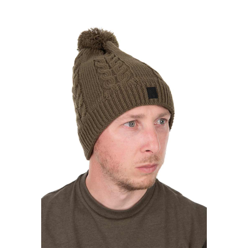 Bonnet Fox Khaki Knitted Bobble