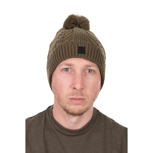 Bonnet Fox Khaki Knitted Bobble 2