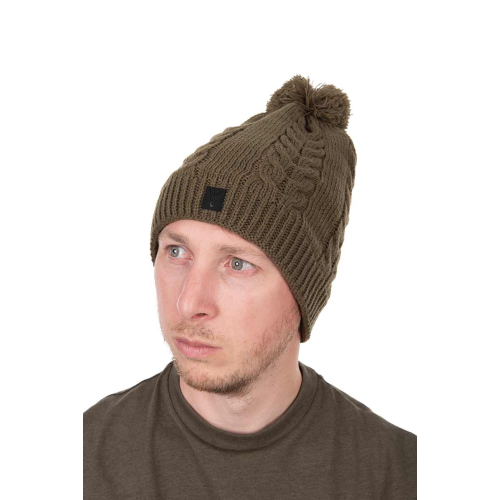 Bonnet Fox Khaki Knitted Bobble