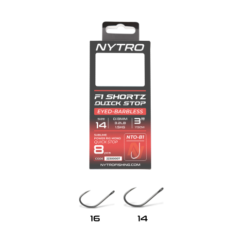 Bas De Ligne Nytro NTO-B1 Barbless F1 Shortz 3...