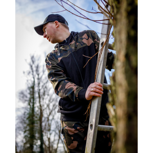 Sweat Fox LW BLack / Camo Split Zip Hoody