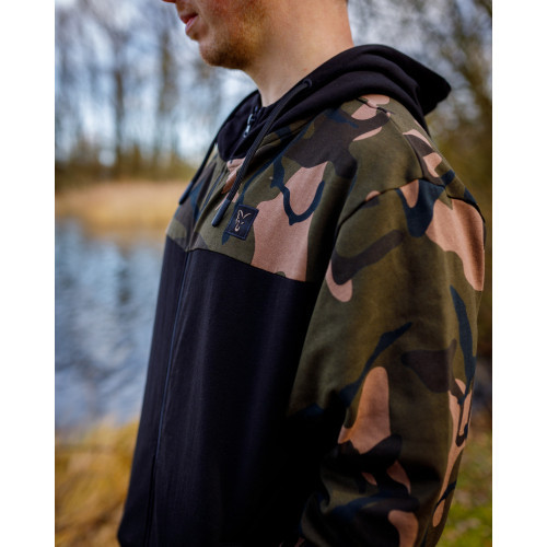 Sweat Fox LW BLack / Camo Split Zip Hoody