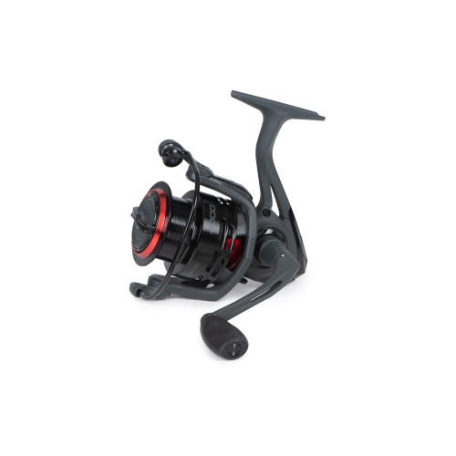 Moulinet spinning Fox Rage Warrior taille 4000 noir et gris avec frein avant et galet surdimensionné.