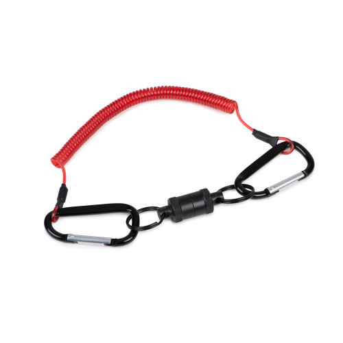 Aimant pour épuisette Fox Rage Net Magnet noir avec cordon élastique de sécurité et mousquetons de fixation rapide.