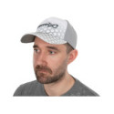 Casquette de pêche blanche Matrix Hex Print avec visière contrastée Lime et logo caoutchouc