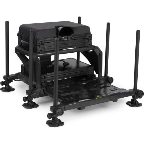 Station de pêche Matrix S25 Pro Black Edition avec nouveaux panneaux de cadre, pieds de 25mm et tiroir de rangement profond