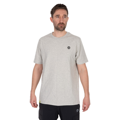 T-shirt de pêche Matrix gris avec mini logo Matrix Disc sur la poitrine en coton de qualité