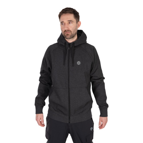 Sweat à capuche zippé Matrix Charcoal Marl avec logos imprimés et fermeture éclair robuste