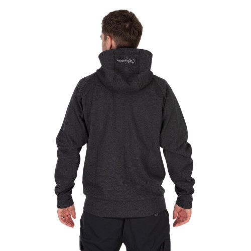 Sweat à capuche zippé Matrix Charcoal Marl avec logos imprimés et fermeture éclair robuste 2