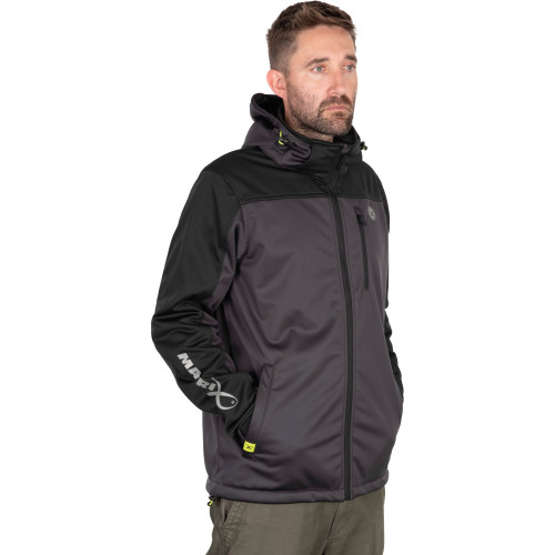 Veste technique Matrix Windblocker noire avec détails lime, capuche amovible et poignets néoprène