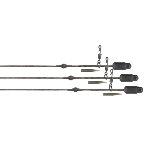 Pochette de 3 montages hélicoptère Fox Edges Naturals Heli-Clip Rigs en tresse Submerge 40lb de 75cm avec boucle épissée.
