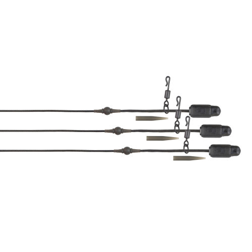 Pochette de 3 montages hélicoptère Fox Edges Naturals Heli-Clip Rigs en Leadcore 50lb de 75cm avec boucle épissée.
