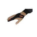 Doigt de lancer Spomb Finger Stall en cuir noir renforcé avec sangle de poignet élastique et fixation velcro.
