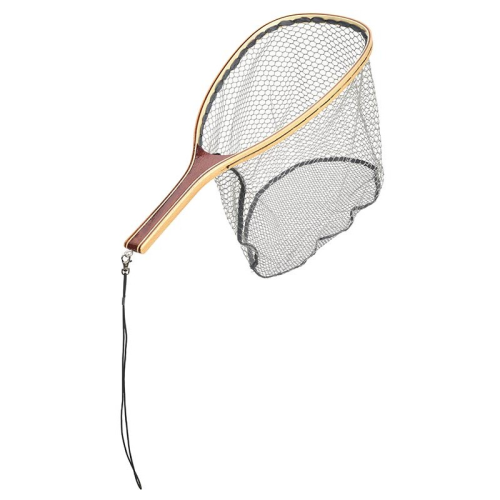 Épuisette raquette de pêche Garbolino Addiction en bois avec filet caoutchouté gris IZIFLOW et système de fixation aimanté.