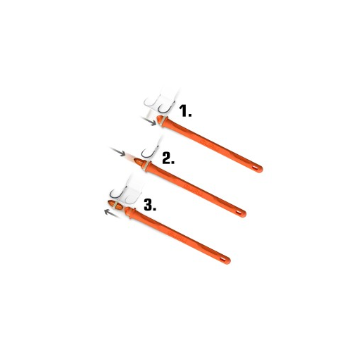 Outil Guru Speed Bander orange pour l'eschage rapide de pellets et de casters sur un élastique de montage au cheveu. 2